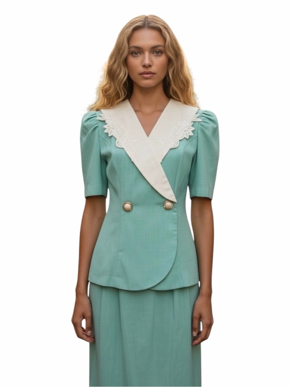 Vintage Willow Ridge 2 Piece Top and Skirt Mint Green